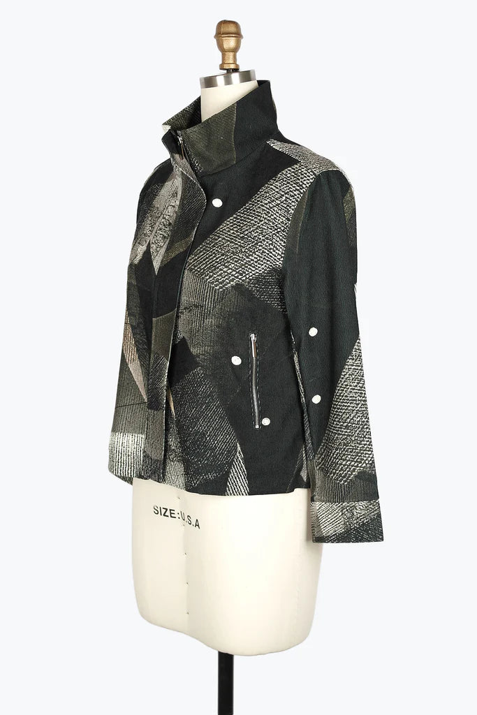 DAMEE ABSTRACT ART BIKER JKT - 4915 - GRY