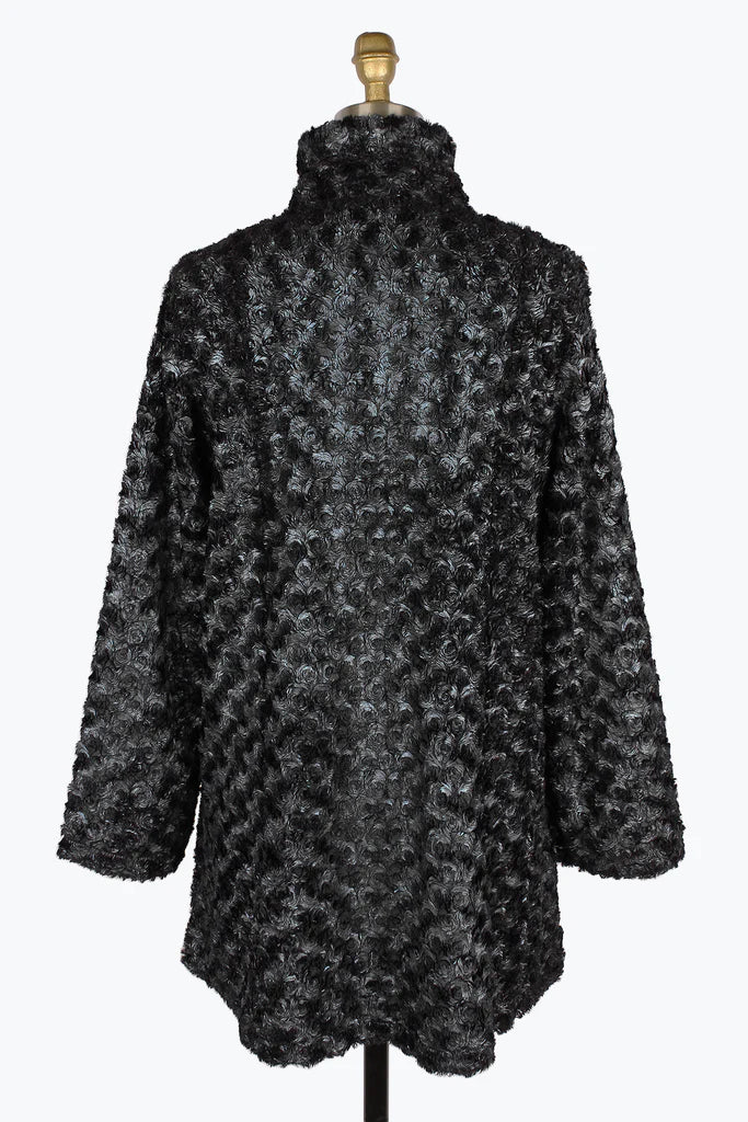DAMEE ROSETTE SWIRL FAUX FUR COAT - 4924 - SLV