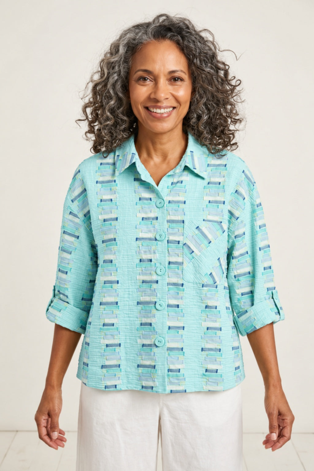 Habitat Embroidered Stripe Button Down Top - 49245 - REEF