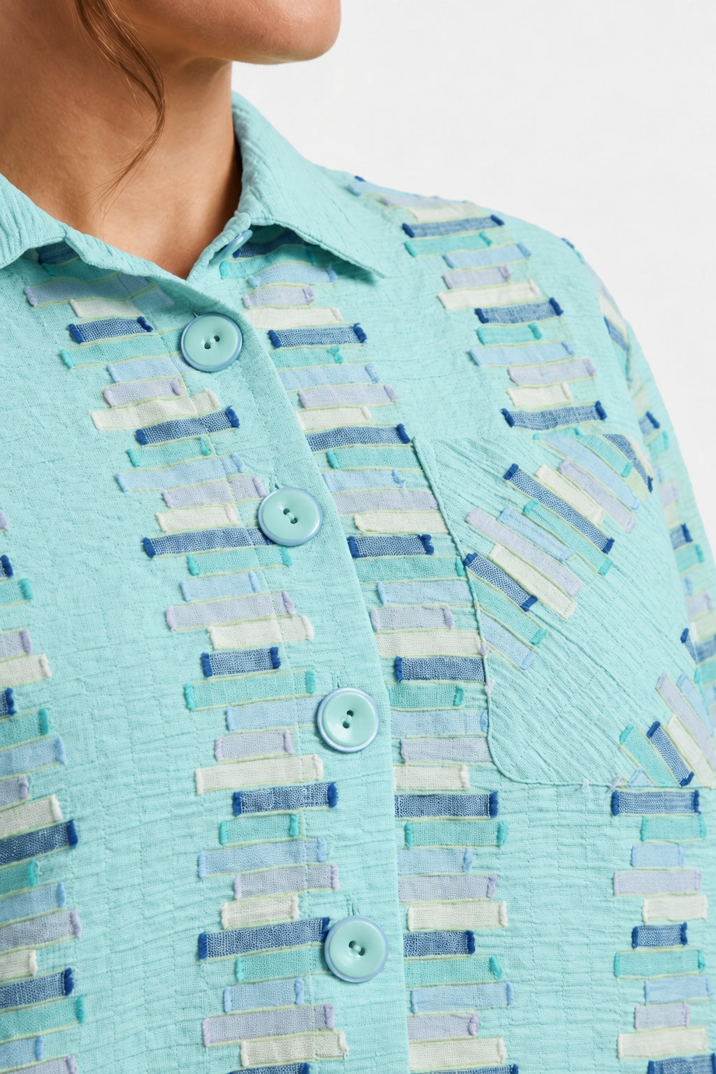 Habitat Embroidered Stripe Button Down Top - 49245 - REEF