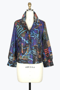 DAMEE RETRO PRINT BIKER JKT - 4927 - MLT