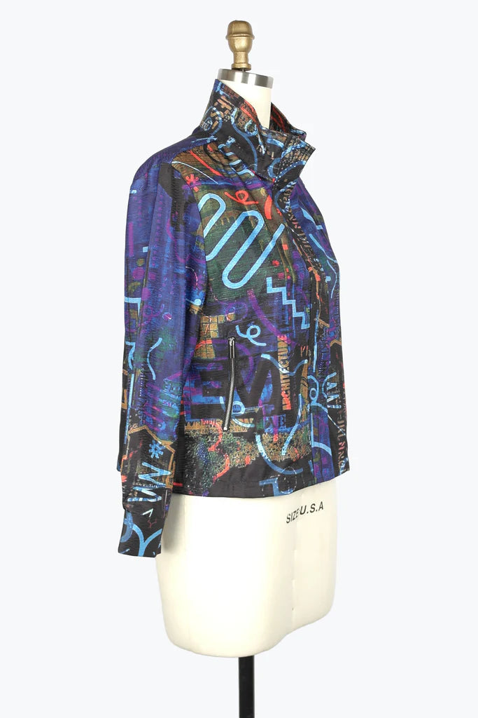 DAMEE RETRO PRINT BIKER JKT - 4927 - MLT