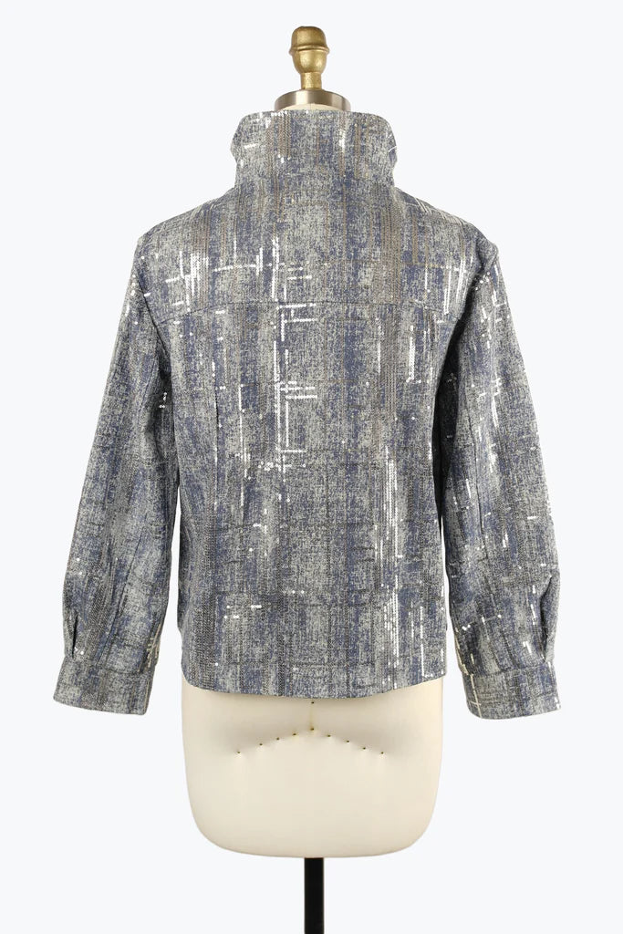 DAMEE SEQUINED DENIM BIKER JKT - 4928 - DNM