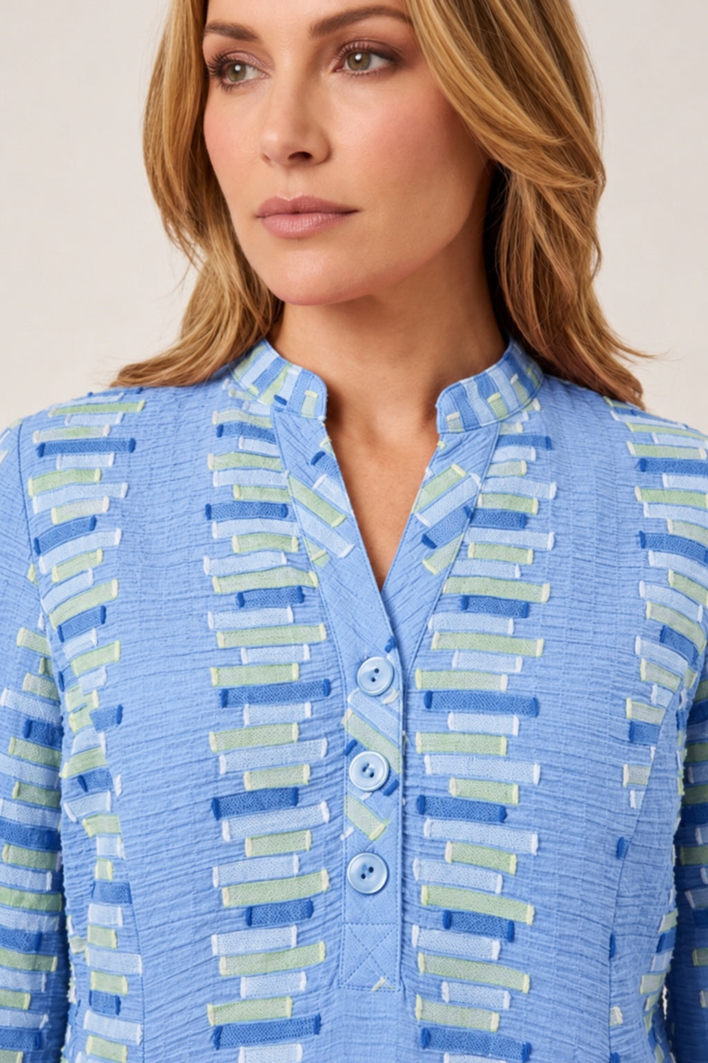 Habitat Embroidered Stripe Placket Dress - 49280 - CASCADE