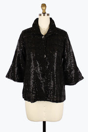 DAMEE SEQUINS STRIPED SHORT JKT - 4929 - BLK