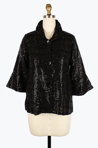 DAMEE SEQUINS STRIPED SHORT JKT - 4929 - BLK