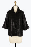 DAMEE SEQUINS STRIPED SHORT JKT - 4929 - BLK