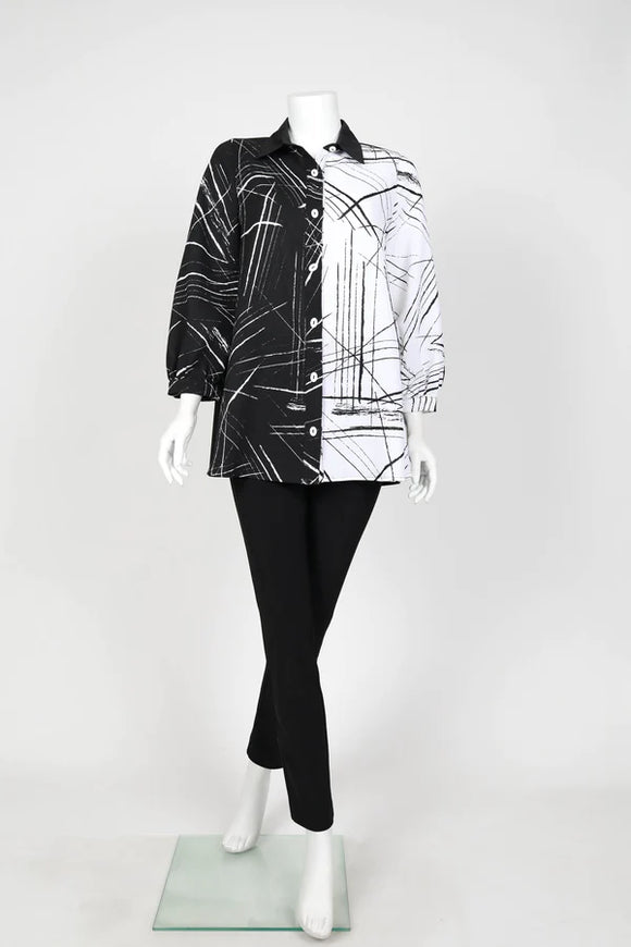 IC Collection Blouse- 4932B- BLACK & WHITE