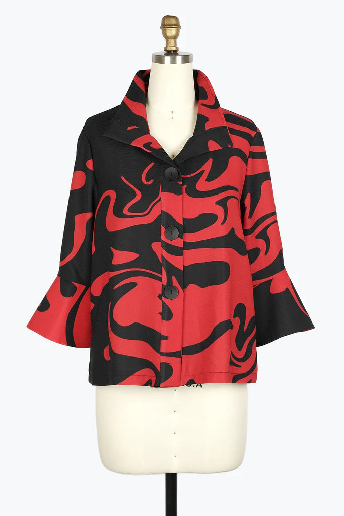 DAMEE MARBLE SWIRL SHORT JKT - 4938 - RED