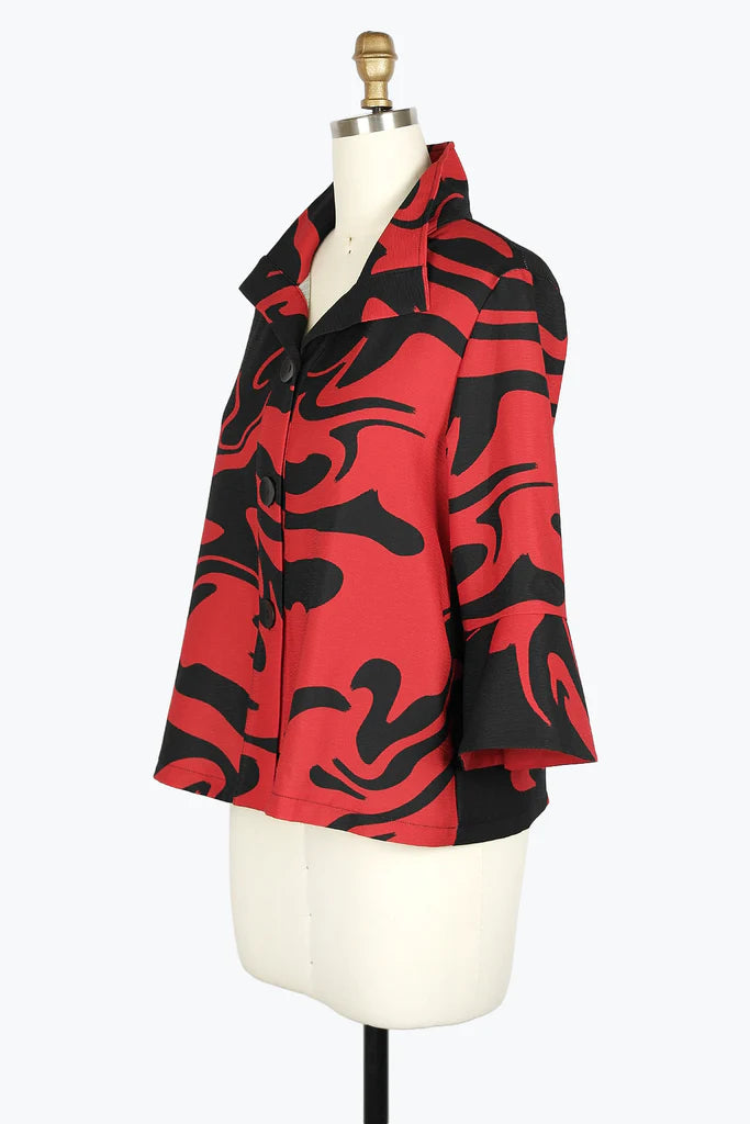DAMEE MARBLE SWIRL SHORT JKT - 4938 - RED