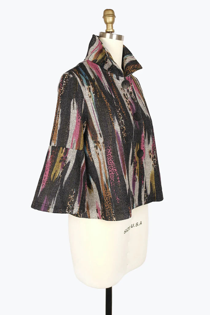 DAMEE CHEETAH BRUSH STROKE CROPPED JKT - 4944 - MLT