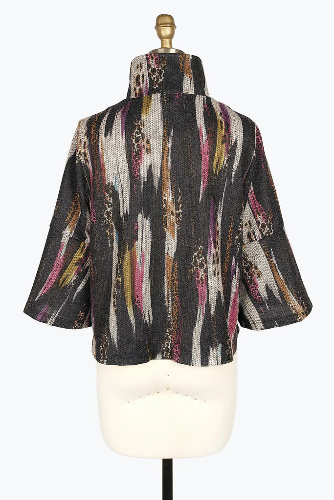 DAMEE CHEETAH BRUSH STROKE CROPPED JKT - 4944 - MLT