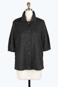 DAMEE HEATHERED HERRINGBONE MID JKT - 4948 - BLK