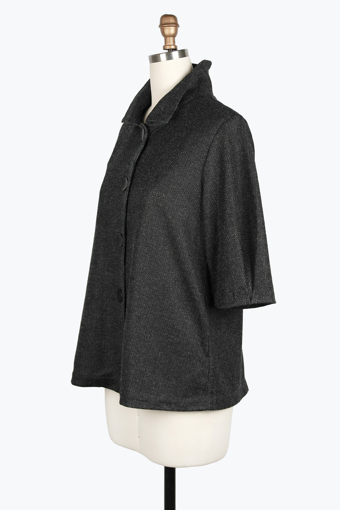 DAMEE HEATHERED HERRINGBONE MID JKT - 4948 - BLK