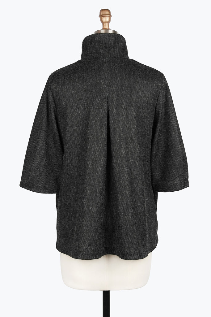DAMEE HEATHERED HERRINGBONE MID JKT - 4948 - BLK