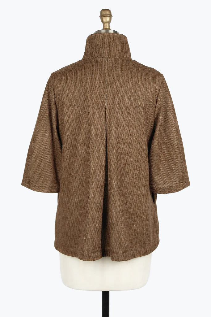 DAMEE HEATHERED HERRINGBONE MID JKT - 4948 - BRN