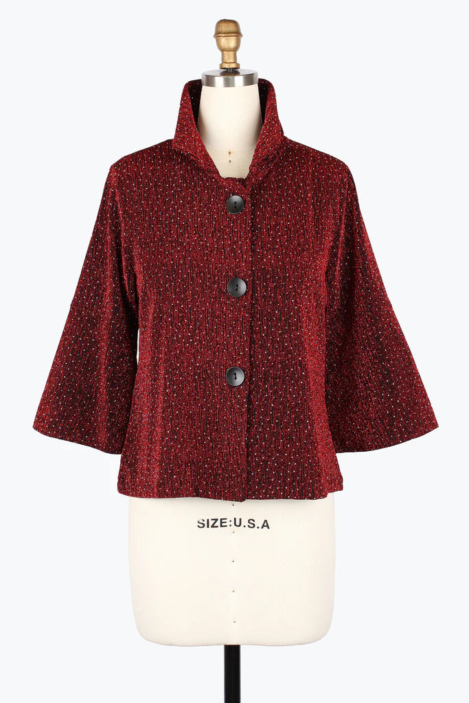 DAMEE CROPPED SPARKLE JKT - 4952-RED