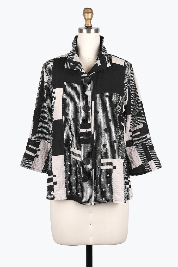 DAMEE MULTI-PATTERN SEERSUCKER JKT - 4958 - BLK