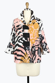 DAMEE ANIMAL PRINT BUTTON PATCH JKT - 4960 - PNK