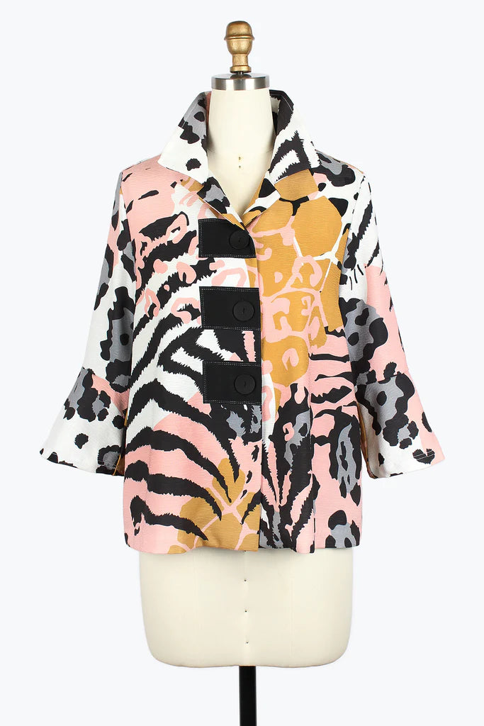 DAMEE ANIMAL PRINT BUTTON PATCH JKT - 4960 - PNK