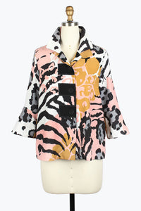 DAMEE ANIMAL PRINT BUTTON PATCH JKT - 4960 - PNK