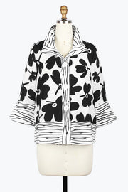 DAMEE FLOWERS & STRIPES JKT - 4961 - BLK