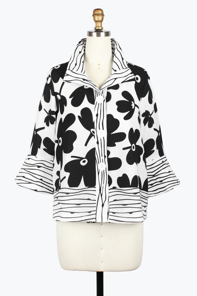 DAMEE FLOWERS & STRIPES JKT - 4961 - BLK