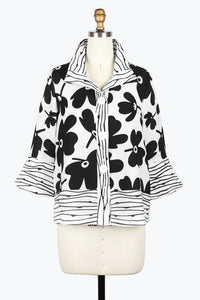 DAMEE FLOWERS & STRIPES JKT - 4961 - BLK