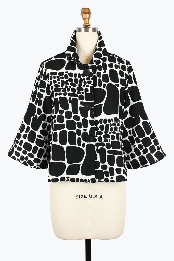 DAMEE PEBBLE PATTERN CROPPED JKT - 4962 - BLK
