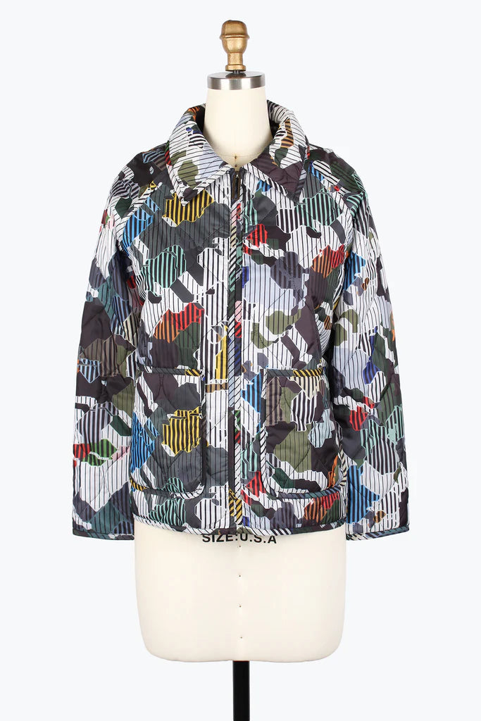 DAMEE ABSTRACT QUILTED JKT - 4973-MLT