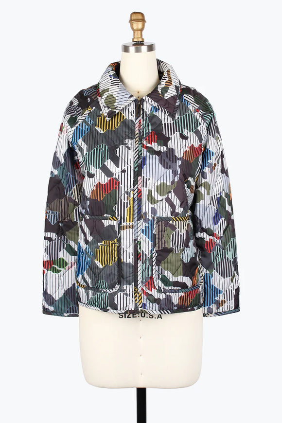 DAMEE ABSTRACT QUILTED JKT - 4973-MLT