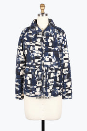 DAMEE GEOMETRIC PAINTING QUILTED JKT - 4974-NVY