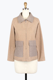DAMEE COLOR BLOCK WOOLEN JKT - 4976-BRN