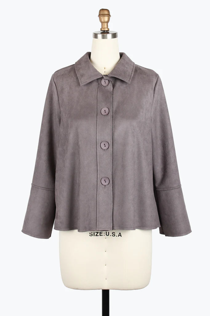 DAMEE MICROSUEDE BELL SLEEVE JKT - 4977-GRY