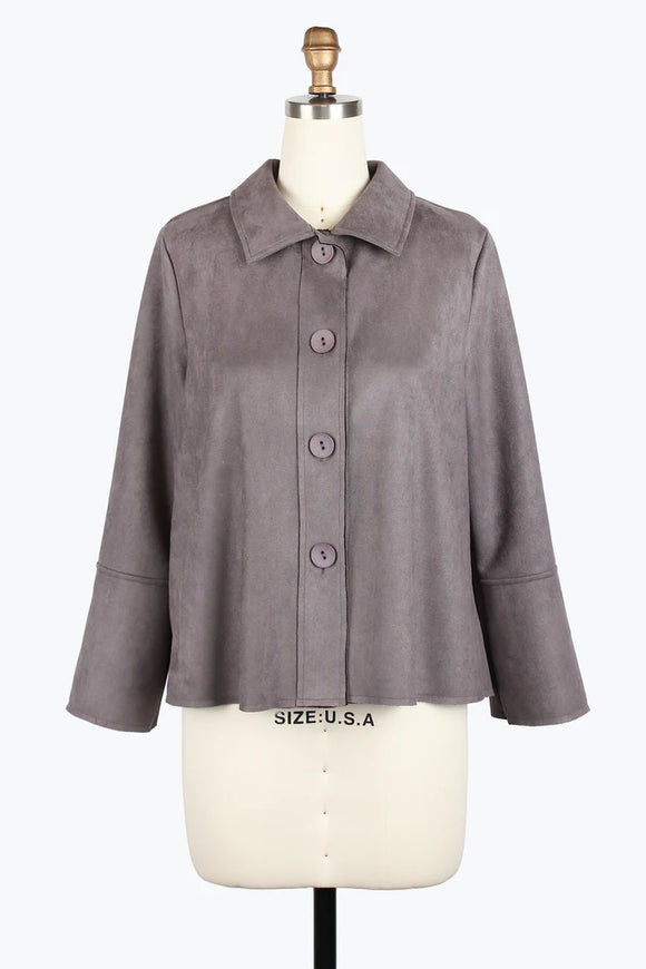 DAMEE MICROSUEDE BELL SLEEVE JKT - 4977-GRY