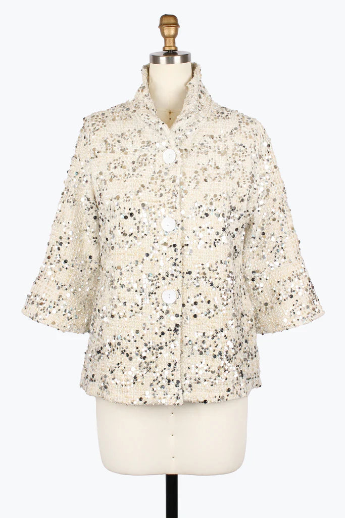 DAMEE SEQUIN TWEED JKT - 4979-WHT