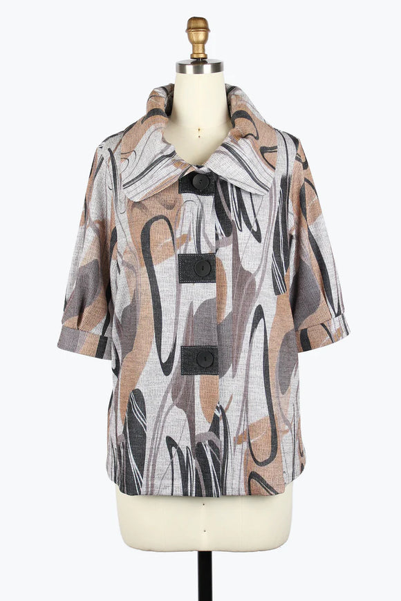 DAMEE ABSTRACT PAINTING SWING JKT - 4992-BRN