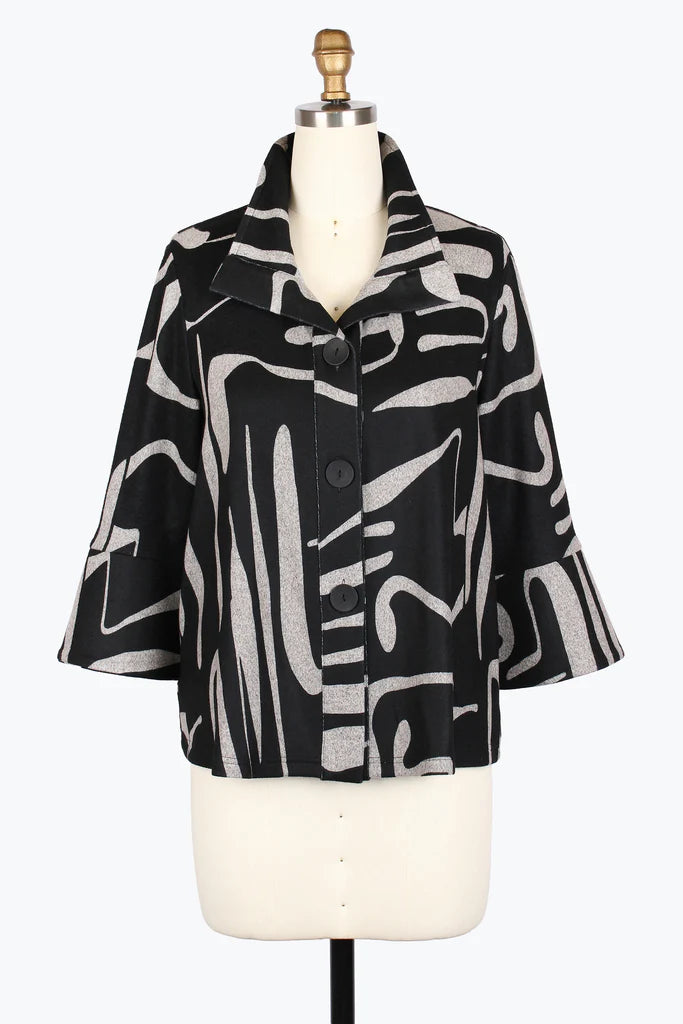 DAMEE ABSTRACT PRINT JKT - 4998-BLK