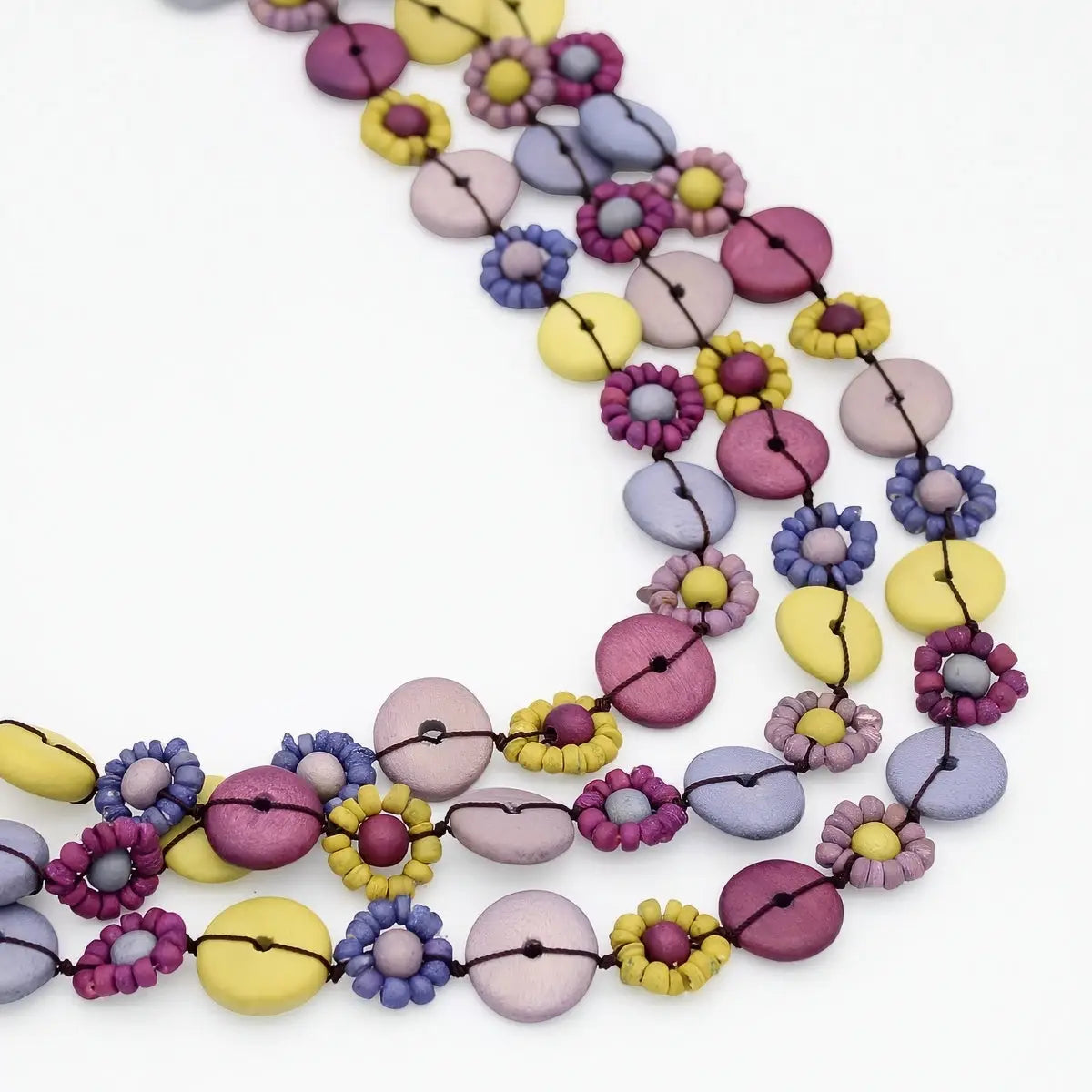 SYLCA Purple Petite Daisy Triple Strand Necklace