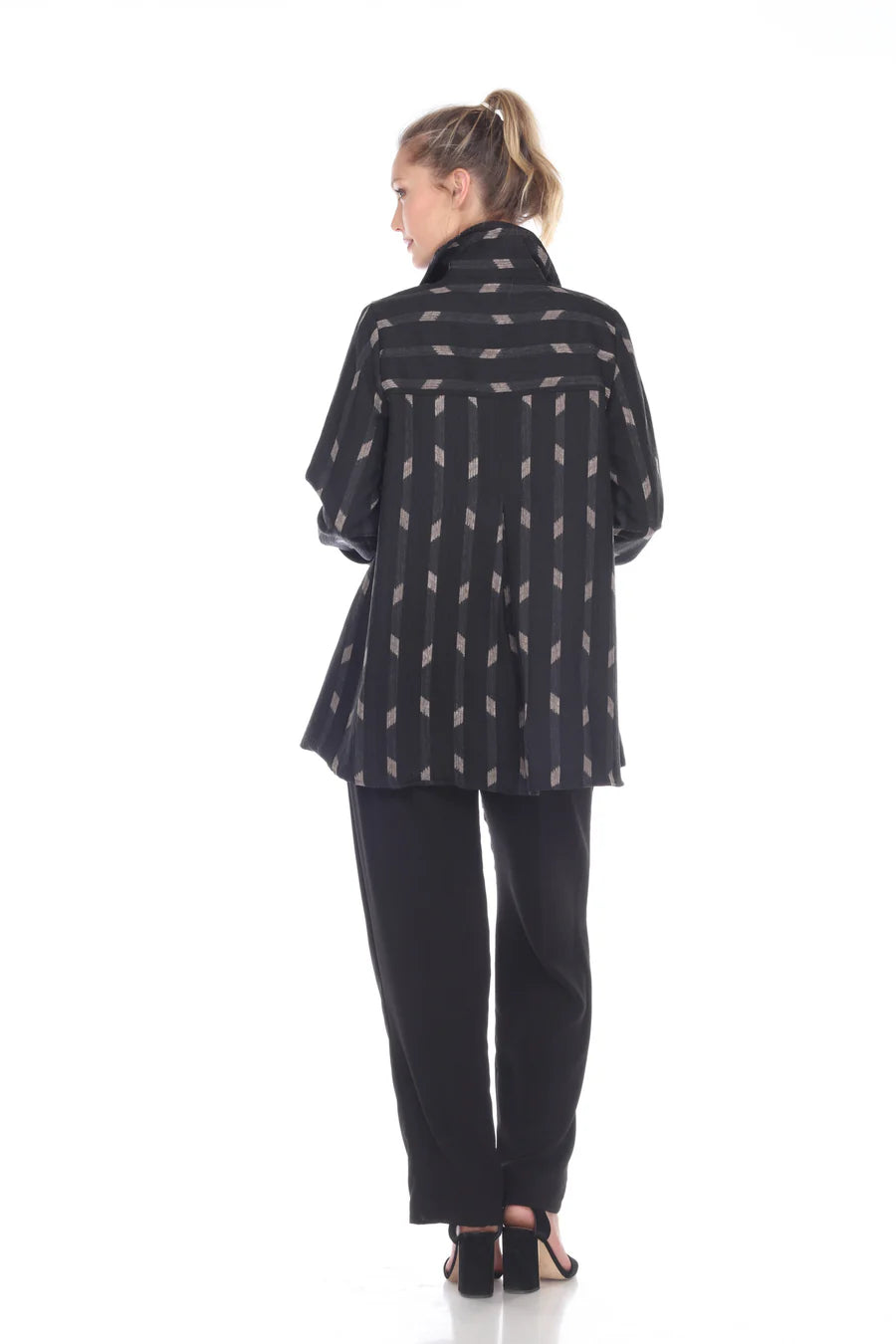 MOONLIGHT Button Front Black Diamond Blouse - 3149