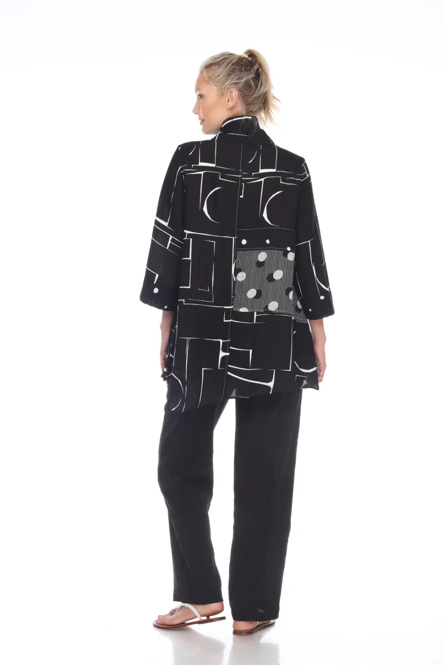 MOONLIGHT Multi Pattern Black & White Button Shirt - 3031