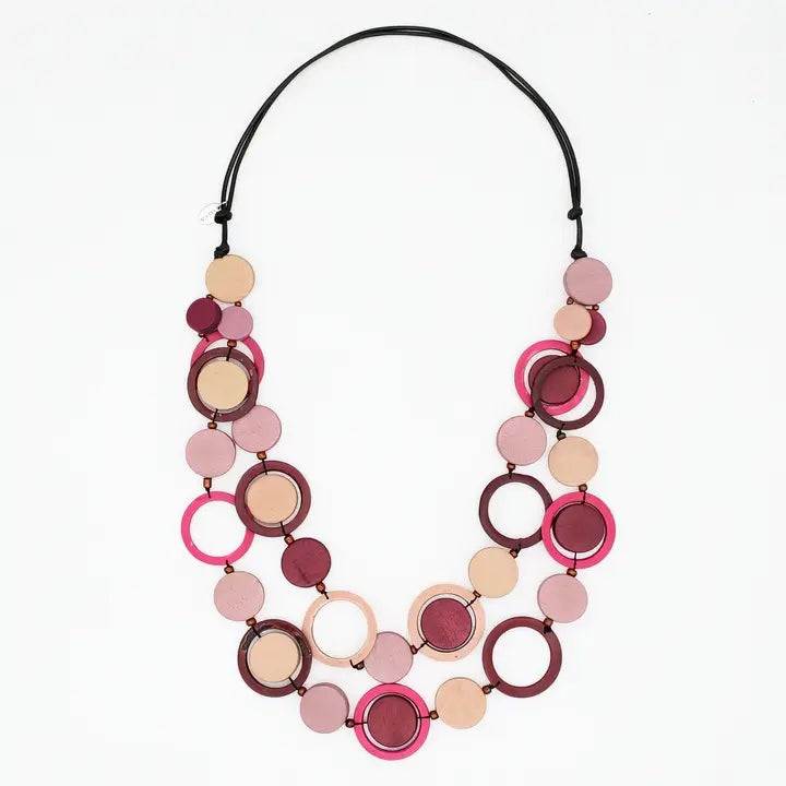 SYLCA Circle Cut Out Necklace - BP25N30 - MAGENTA