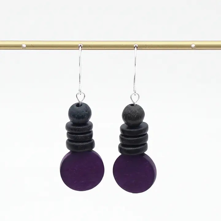 SYLCA Purple and Black Dusk Earrings - SD25E27 - PURPLE