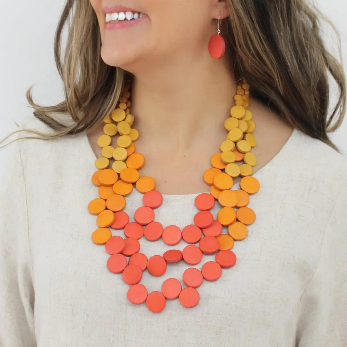 SYLCA Spiced Sunrise Ombre' Bead Necklace