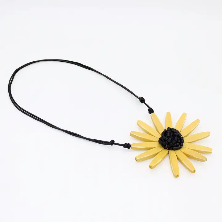 SYLCA Yellow Amaya Flower Statement Necklace - BP23N13 - YELLOW