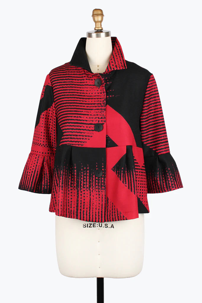 DAMEE ABSTRACT PATTERN SHORT JKT - 5003-RED