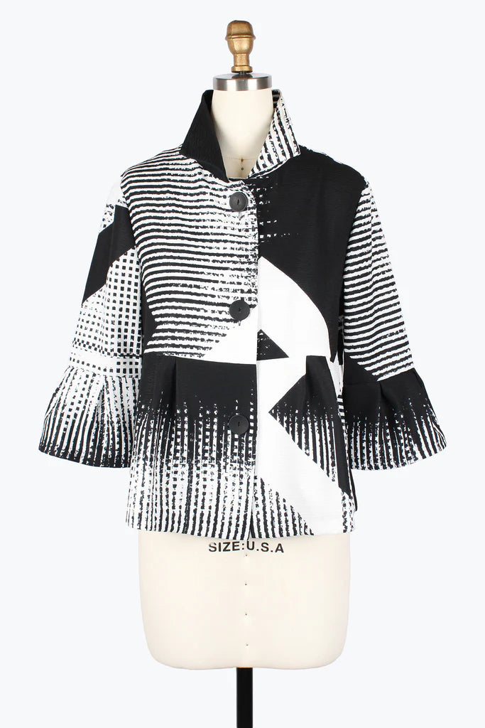 DAMEE ABSTRACT PATTERN SHORT JKT - 5003-WHT