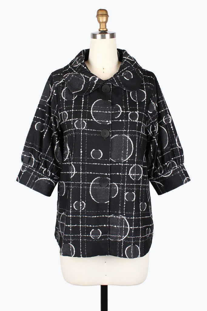 DAMEE DOTS & LINES MICRO-CORD SWING JKT - 5011-BLK