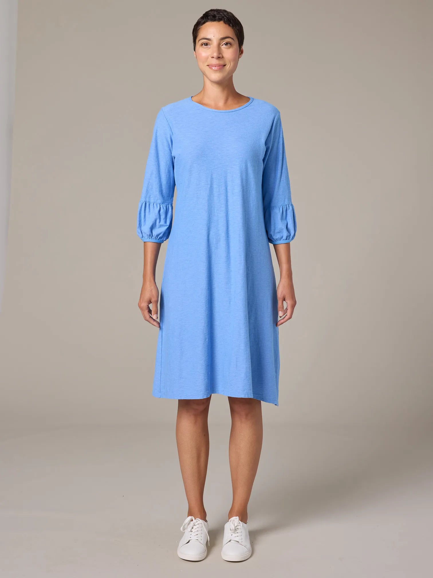 CUT LOOSE Linen Cotton Jersey Bubble Slv Dress - 5011123