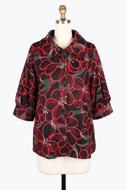 DAMEE FLORAL PEN ART SWING JKT - 5012-RED
